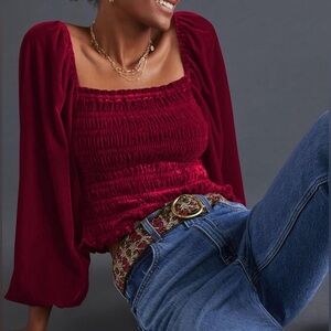 Fashion Top NWT Size M Deep red velour.